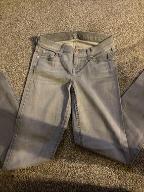 7 For All Mankind Women’s Straight Leg Jeans in Light Gray
